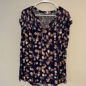 Navy Floral Women's Blouse